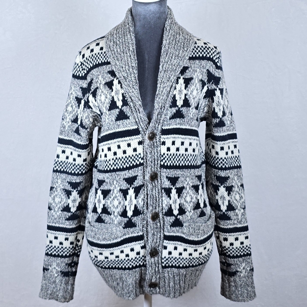 American Eagle Unisex Southwestern Shawl Collar Wool Blend Cardigan Sweater XS